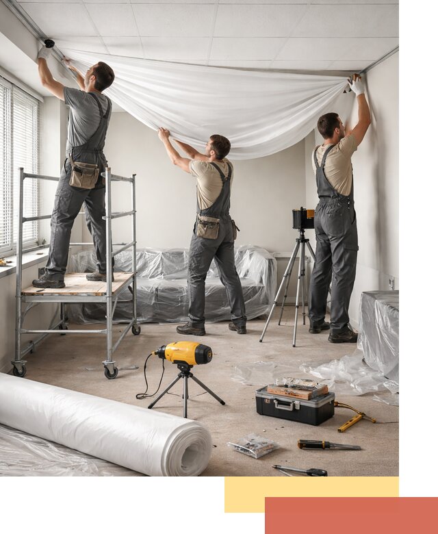 Монтаж натяжного потолка в офисе в Якутске