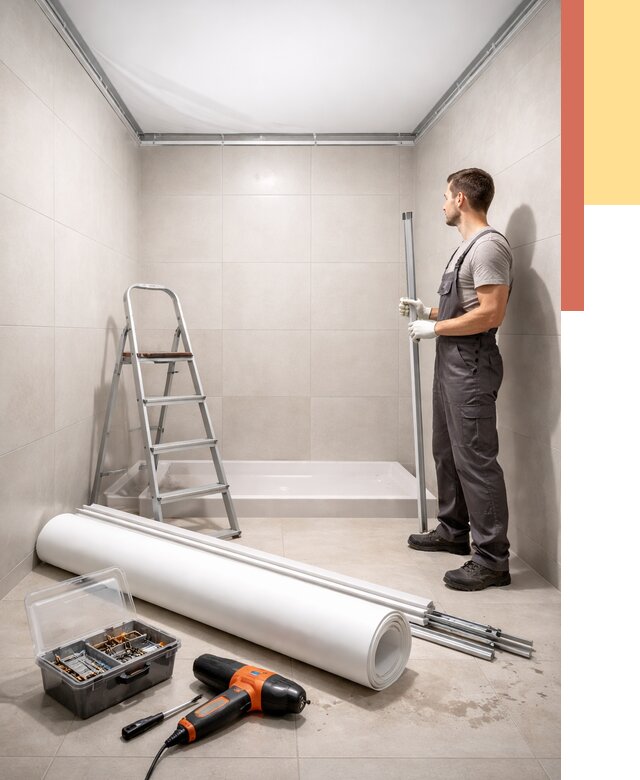 Монтаж натяжного потолка в санузле в Якутске от 1927 руб. — ОТДЕЛОЧНИК-Ктс