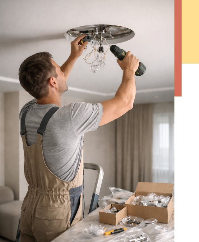 Установка люстры в натяжной потолок в Якутске от 1250 руб. | Быстро и недорого — ОТДЕЛОЧНИК-Ктс