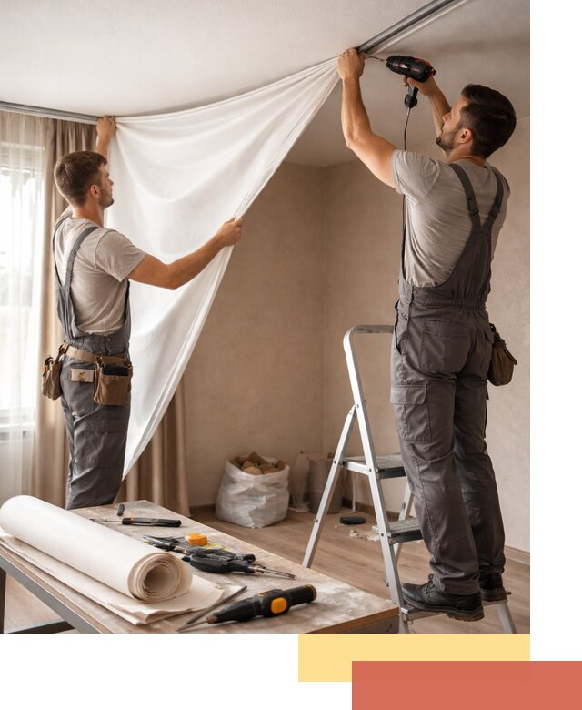 Замена полотна натяжного потолка в Якутске быстро и качественно