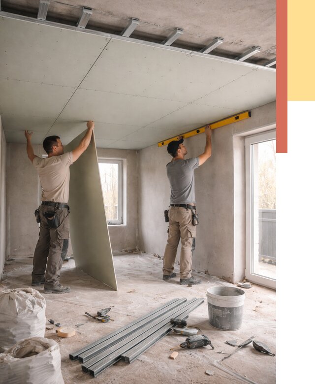 Одноуровневый потолок из гипсокартона в Якутске от 781 руб. — монтаж под ключ | ОТДЕЛОЧНИК-Ктс