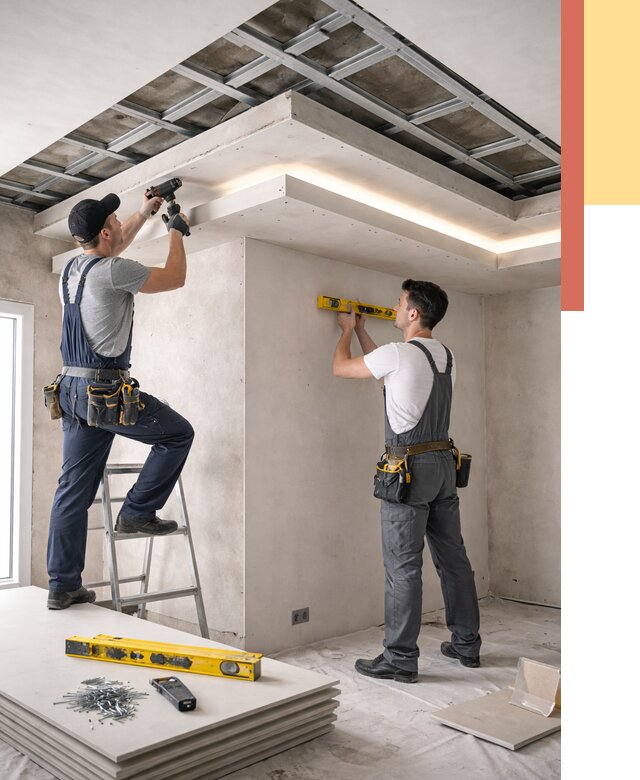 Двухуровневый потолок из гипсокартона в Якутске от 1510 руб. под ключ | ОТДЕЛОЧНИК-Ктс