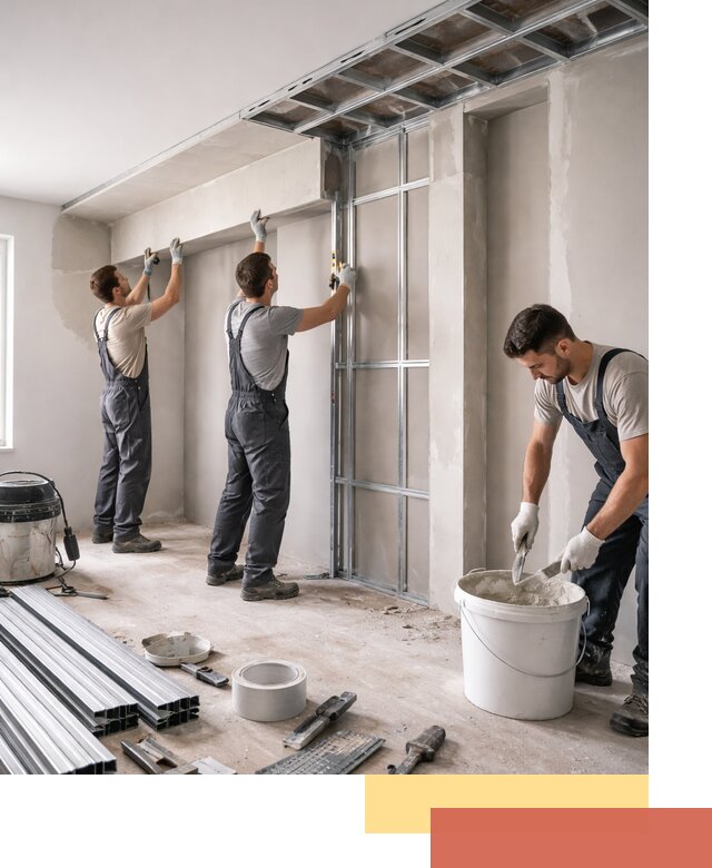 Монтаж потолка из гипсокартона с нишей в Якутске