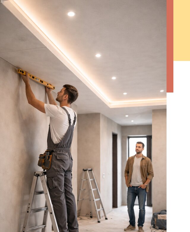 Потолок из гипсокартона с подсветкой в Якутске от 781 руб./м2 под ключ | ОТДЕЛОЧНИК-Ктс