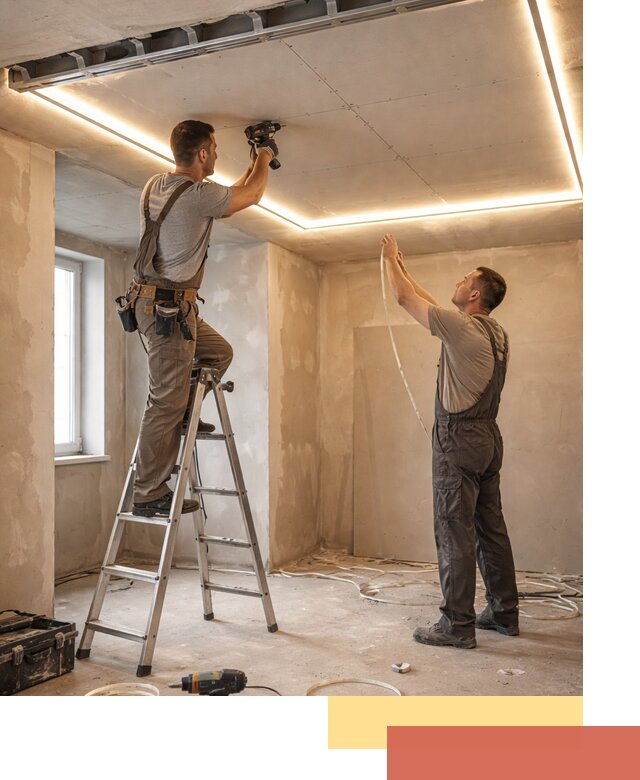 Потолок из гипсокартона с подсветкой в Якутске