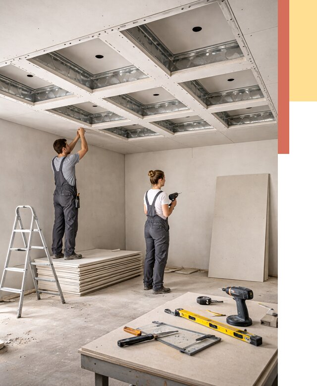 Кессонный потолок из гипсокартона в Якутске от 1927 руб. — монтаж и под ключ | ОТДЕЛОЧНИК-Ктс