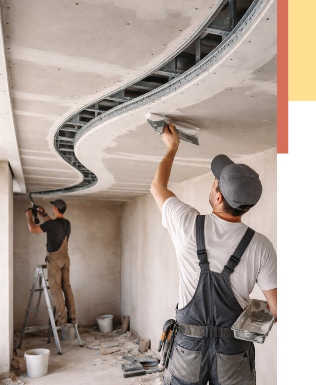 Криволинейный потолок из гипсокартона в Якутске от 2187 руб./м2 | ОТДЕЛОЧНИК-Ктс