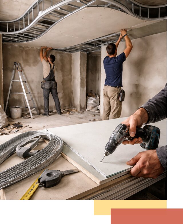 Криволинейный потолок из гипсокартона в Якутске — монтаж и отделка