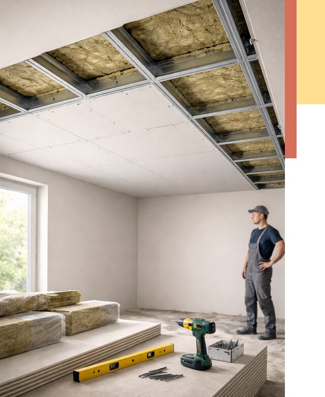 Звукоизоляция потолка ГКЛ в Якутске от 989 руб. — монтаж под ключ | ОТДЕЛОЧНИК-Ктс