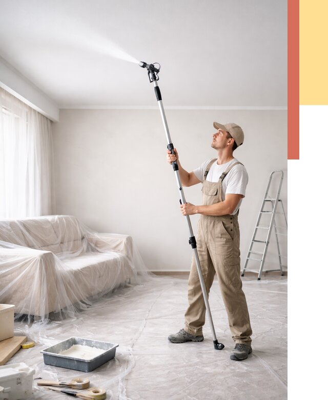 Покраска потолка краскопультом в Якутске от 4687 руб. быстро и недорого | ОТДЕЛОЧНИК-Ктс