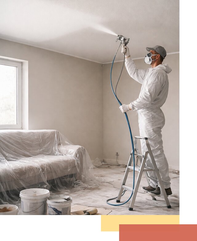 Покраска потолка краскопультом в Якутске быстро и качественно